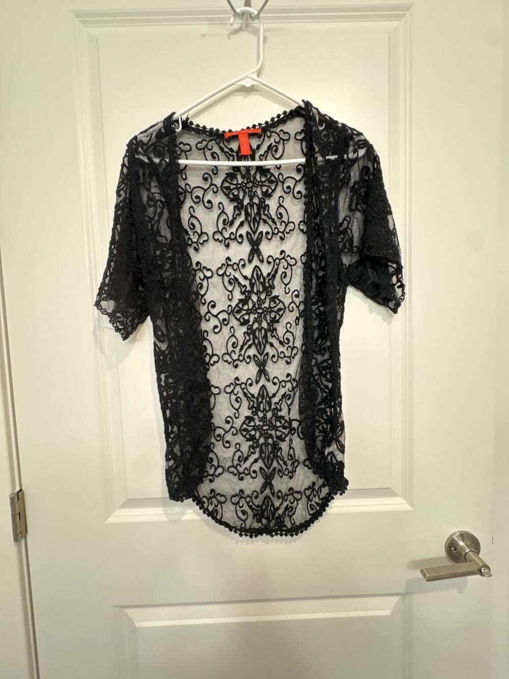 Chelsea & Violet Black Lace Open Front Cardigan Size XS